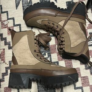 Wild Diva Brown Combat & Moto Boots